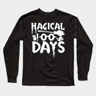 Magical 100 Days Funny School Boys Girls Kids Gift 100 Days Of School Long Sleeve T-Shirt